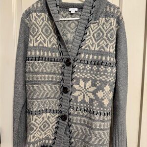 J. Jill Gray and Cream Patterned Women’s Cardigan